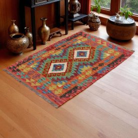 Covor kilim Chobi 82x118 kilim din lână țesut manual
