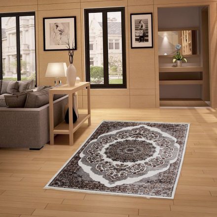 Covor clasic bej maro Isfahan 140x200 covor poliester pentru living sau dormitor