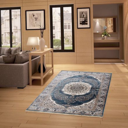 Covor clasic albastru Isfahan 140x200 covor poliester pentru living sau dormitor