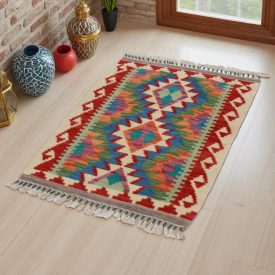   Covor kilim Chobi 86x61 afgane kilim din lână țesut manual 