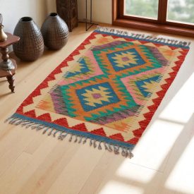   Covor kilim Chobi 93x62 afgane kilim din lână țesut manual 