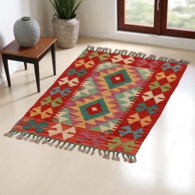   Covor kilim Chobi 85x59 afgane kilim din lână țesut manual 