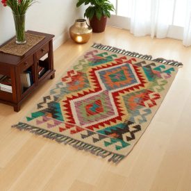   Covor kilim Chobi 62x80 afgane kilim din lână țesut manual 