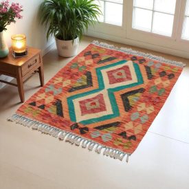   Covor kilim Chobi 87x65 afgane kilim din lână țesut manual 
