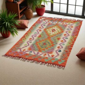   Covor kilim Chobi 131x81 afgane kilim din lână țesut manual 