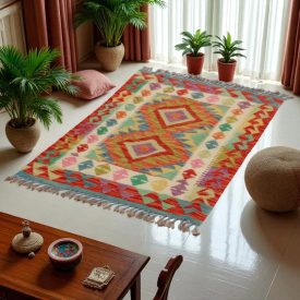   Covor kilim Chobi 119x84 afgane kilim din lână țesut manual 