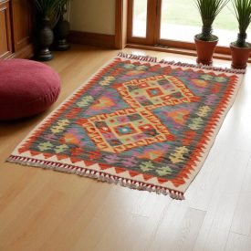   Covor kilim Chobi 117x87 afgane kilim din lână țesut manual 