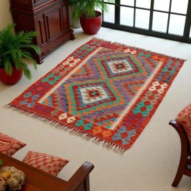   Covor kilim Chobi 89x125 afgane kilim din lână țesut manual 