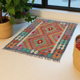   Covor kilim Chobi 125x91 afgane kilim din lână țesut manual 