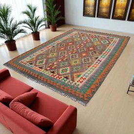 Covor tesut manual din lana Chobi 203x294 covor Kilim afgan