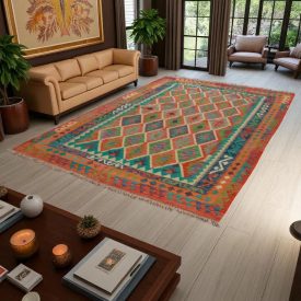 Covor tesut manual din lana Chobi 207x300 covor Kilim afgan