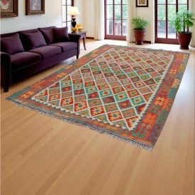 Covor tesut manual din lana Chobi 209x303 covor Kilim afgan