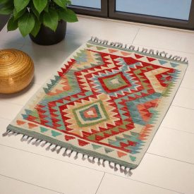   Covor kilim Chobi 95x70 afgane kilim din lână țesut manual 