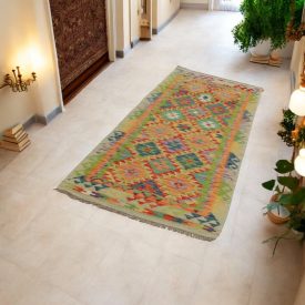 Traversa Kilim etnic Chobi 87x240 Covor țesut manual afgan