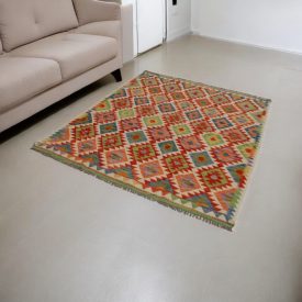   Kilim țesut manual Chobi 160x194 covor Kilim afgan din lână