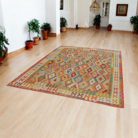   Kilim țesut manual Chobi 215x293 covor Kilim afgan din lână