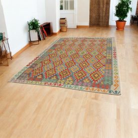   Kilim țesut manual Chobi 204x293 covor Kilim afgan din lână