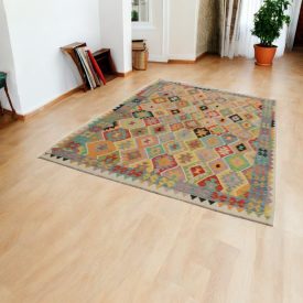 Covor Kilim afgan Chobi 205x297 Kilim etnic țesut manual