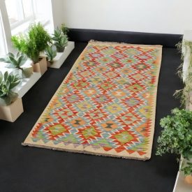 Traversa Kilim etnic Chobi 85x203 Covor țesut manual afgan