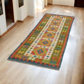   Covor traversă Kilim țesut manual Chobi 80x244 covor Kilim afgan din lână