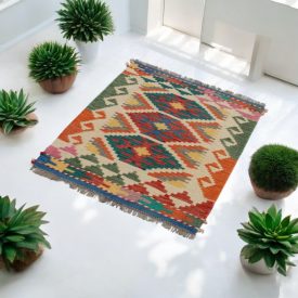 Kilim țesut manual Chobi 62x87 covor Kilim afgan din lână