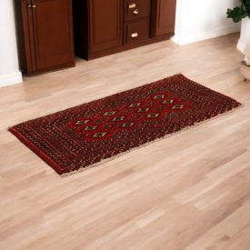 Covor turkmen Balisht Nakhsha 46x104 covor mic lucrat manual
