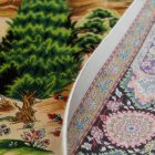 Covor mătase Motiv de grădină bej 100x150 covor persan din mătase viscoasă