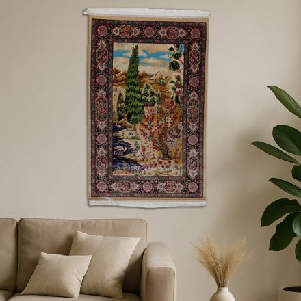 Covor mătase Motiv de grădină bej 80x120 covor din mătase viscoasă iranian