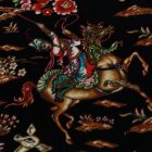 Covor mătase Vânătoare albastru 100x150 covor persan din mătase viscoasă