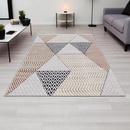 Covor modern bej maro albastru MELIS 140x200 covor pentru living sau dormitor