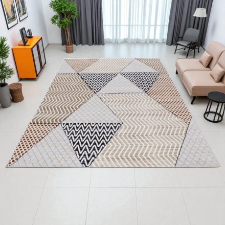 Covor modern bej maro albastru MELIS 200x300 covor pentru living sau dormitor
