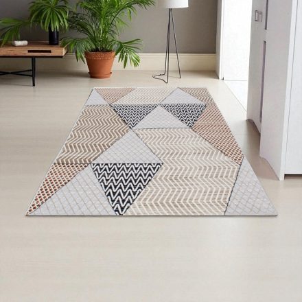 Covor modern bej maro albastru MELIS 80x150 covor pentru living sau dormitor