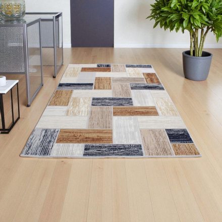 Covor modern gri albastru maro SAMI 80x150 covor pentru living sau dormitor
