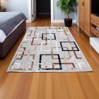 Covor modern gri maro albastru AMIR 140v200 covor pentru living sau dormitor