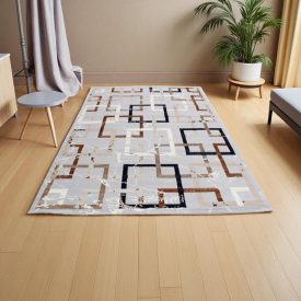   Covor modern gri maro albastru AMIR 80x150 covor pentru living sau dormitor