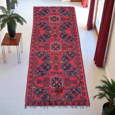 Covor afgan din lână Kargai 47x145 Covor traversa lucrat manual