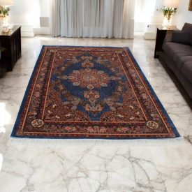   Covor mătase Gazelle albastru închis 150x225 covor persan din mătase viscoasă