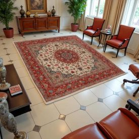   Covor iranian Yazd 196x198 Covor persan lucrat manual pentru living