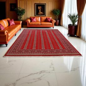   Covor mare oriental burgundy Bokhara 278x372 covor de living manual pakistanez