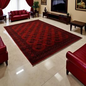   Covor afgan din lână burgundy Ersari 253x343 covor manual pentru living sau dormitor