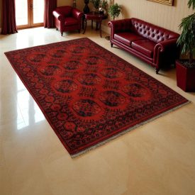   Covor afgan din lână burgundy Ersari 205x295 covor manual pentru living sau dormitor