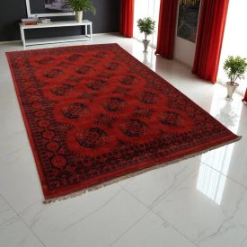 Covor afgan din lână burgundy Ersari 204x294 covor manual pentru living sau dormitor