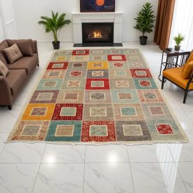   Covor modern multicolor Aikat 287x200 covor modern lucrat manual pentru living
