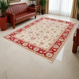   Covor Ziegler bej-burgundy 246x177 covor persan lucrat manual pentru living