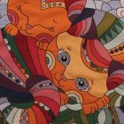 Pernă decorativă portocalie 45x45 cm – Pisici îmbrățișate