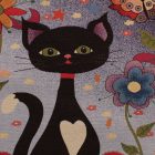 Pernă decorativă mov 45x45 cm – Pisică de la miezul nopții