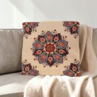 Pernă decorativă crem 45x45 cm – Rozetă albastră