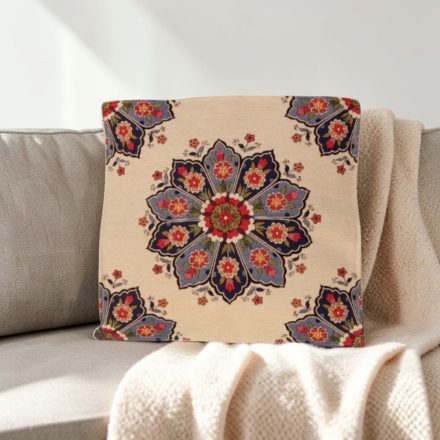 Pernă decorativă crem 45x45 cm – Rozetă albastră