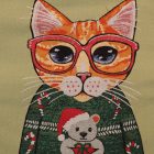 Pernă decorativă verde salvie 45x45 cm – Pisică festivă