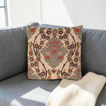Pernă decorativă bej 45x45 cm – Grădină orientală cu păsări